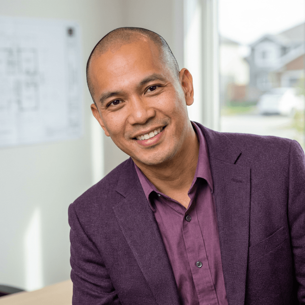 Headshot of a man in a collared shirt inside a showroom